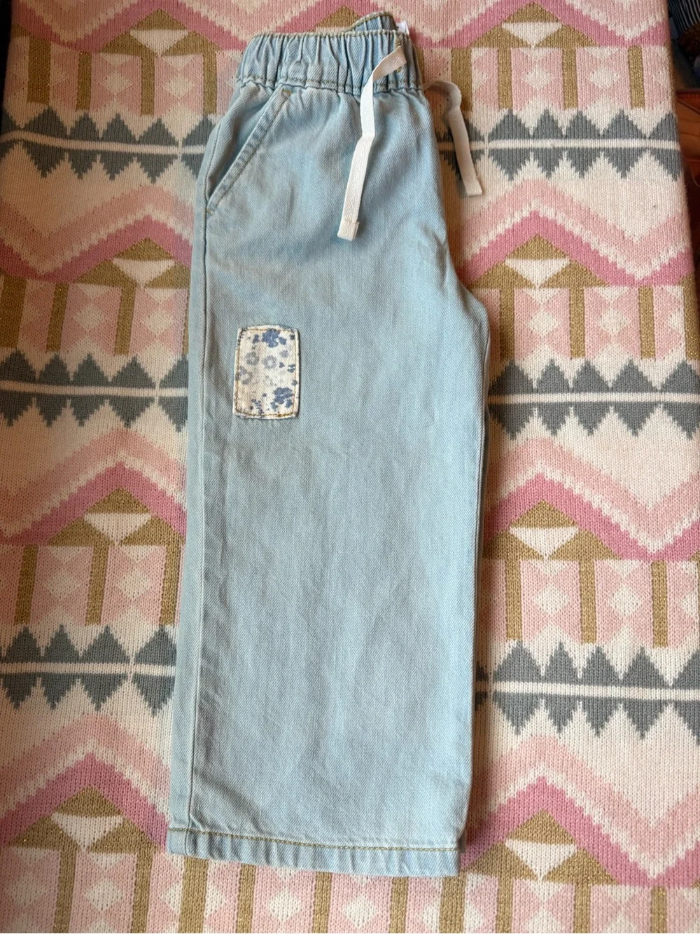 OshKosh B'gosh Light Blue Pull-On Jeans with Patch Accents